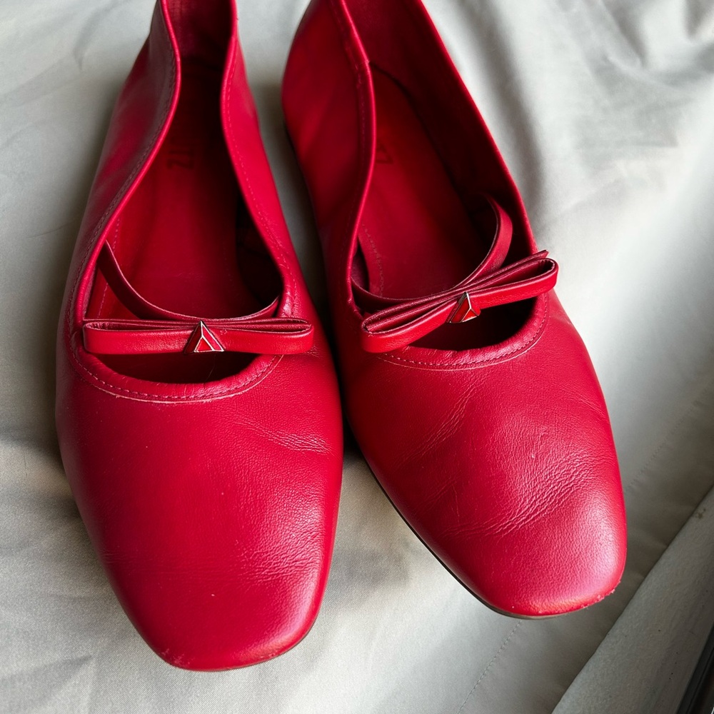 Schutz Red Ballet Flats with Bow